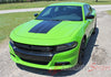 2015 2016 Dodge Charger Center Hood Vinyl Rally Stripes 3M Graphic Decal Factory Quality Mopar Style Kit - Side Driver View