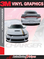 View of 2015-2023 Dodge Charger Crush Euro Style Vinyl Graphics Racing Stripes Kit 3M Factory Quality