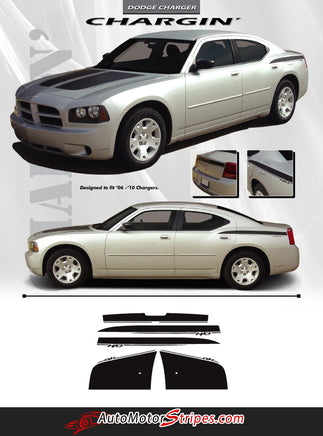 2006-2010 Dodge Charger Chargin 1 Hood Rear Quarter H/O High Output Vinyl Graphics Stripes 3M Decals Package