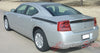 2006-2010 Dodge Charger Chargin 1 Hood Rear Quarter H/O High Output Vinyl Graphics Stripes 3M Decals Package- Rear Quarter and Trunk View Black Stripes on Silver