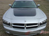 2006-2010 Dodge Charger Chargin 2 Hood Rear Quarter Trunk Blackout Vinyl Stripes  - Front Hood View Matte Black on Silver Paint