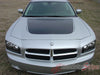 2006-2010 Dodge Charger Chargin 2 Hood Rear Quarter Trunk Blackout Vinyl Stripes  - Front Hood View Matte Black on Silver Paint