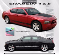 2006-2010 Dodge Charger Chargin 4 Hood Lower Rocker Strobe Hemi Daytona Style Vinyl Stripes 3M Decals Kit