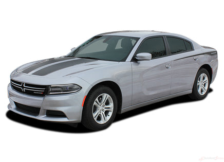 Detailed view of 2015-2023 Dodge Charger Recharge 2 Combo Hood and Door Sides Factory Style Vinyl Graphics Stripes 3M Kit