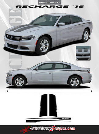 2015-2023 Dodge Charger Recharge 2 Combo Hood and Door Sides Factory Style Vinyl Graphics Stripes 3M Kit