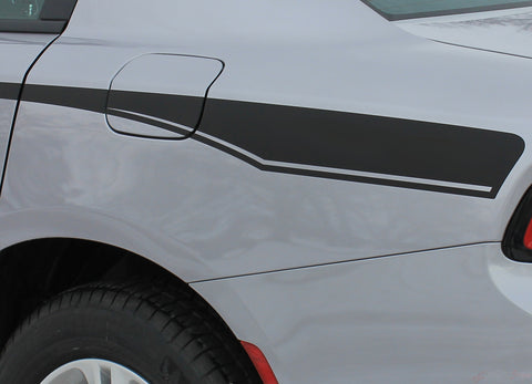 Detailed view of 2015-2023 Dodge Charger Recharge QP Quarter Panels Factory Quality Mopar Style Vinyl Graphics 3M Kit