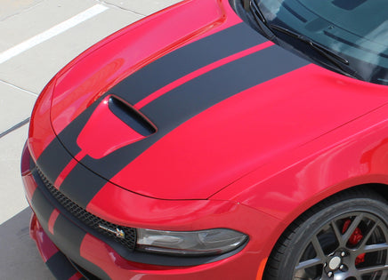 Detailed view of 2015-2023 Dodge Charger N-Charge Rally 15 Factory Quality Mopar Style Vinyl Racing Stripes 3M Graphic Kit