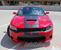 Dodge Charger N-Charge Rally 15 Factory Quality Mopar Style Vinyl Racing Stripes 3M Graphic Kit - Front Hood View