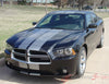 2011-2014 Dodge Charger N-Charge Rally Mopar Style Vinyl Graphic - Silver Metallic on Black Front View