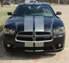 2011-2014 Dodge Charger N-Charge Rally Mopar Style Vinyl Graphic - Silver Metallic on Black Front CloseUp View