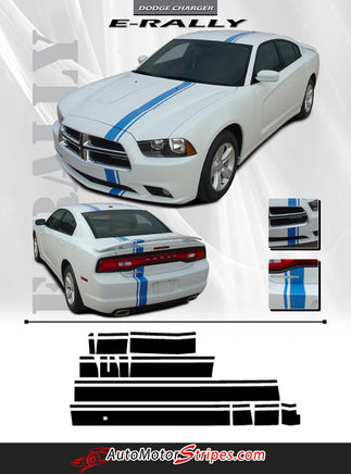 2011-2014 Dodge Charger E-Rally Mopar Style Offset Euro Rally Vinyl Graphic Racing Stripes 3M Package