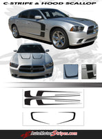2011-2014 Dodge Charger C-Stripe Mopar Style Vinyl Graphic Racing Stripes 3M Package