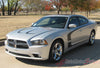 2011-2014 Dodge Charger C-Stripe Mopar Style Vinyl Graphic Racing Stripes - Matte Black on Silver Full View