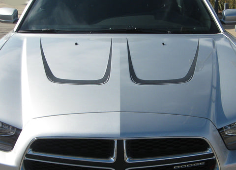2011-2014 Dodge Charger Scallop Hood Mopar Style Vinyl Graphics 3M Stripes Decals