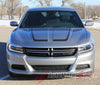 2015 2016 Dodge Charger C-Stripe Combo Hood and Door Sides Mopar Style Vinyl Graphics - Silver Color Available Hood Front View