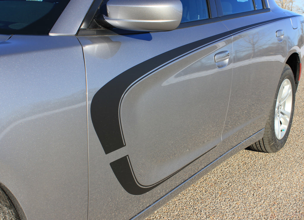 2015-2023 Dodge Charger C-Stripe Combo Hood and Door Sides Mopar Style Vinyl Graphics Stripes 3M Kit