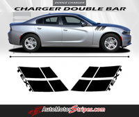 Detailed view of 2015-2023 Dodge Charger Double Bar 15 Hood Hash Marks Mopar Factory Style Vinyl Graphics 3M Stripes Kit