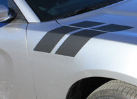 Detailed view of 2015-2023 Dodge Charger Double Bar 15 Hood Hash Marks Mopar Factory Style Vinyl Graphics 3M Stripes Kit