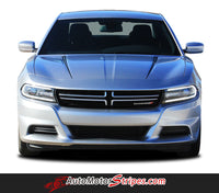 Detailed view of 2015-2023 Dodge Charger Rive Hood Spear and Rear Quarter Panel Mopar Style Vinyl Graphics 3M Stripes Kit