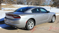 Detailed view of 2015-2023 Dodge Charger Rive Hood Spear and Rear Quarter Panel Mopar Style Vinyl Graphics 3M Stripes Kit