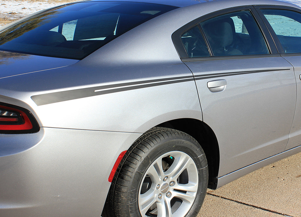2015-2023 Dodge Charger Rive Hood Spear and Rear Quarter Panel Mopar Style Vinyl Graphics 3M Stripes Kit