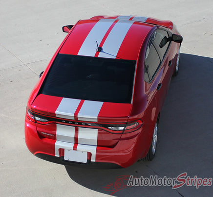 2013-2016 Dodge Dart Rally Mopar Style Dual Hood Racing Stripes Vinyl Graphics 3M Striping