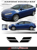 2013-2016 Dodge Dart Double Bar Hash Marks Mopar Style Hood to Fender Vinyl Graphics 3M Striping