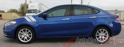 2013-2016 Dodge Dart Double Bar Hash Marks Mopar Style Hood to Fender Vinyl Graphics 3M Striping