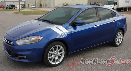 2013-2016 Dodge Dart Double Bar Hash Marks Mopar Style Hood to Fender Vinyl Graphics 3M Striping