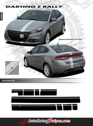 2013-2016 Dodge Dart E-Rally Mopar Style Offset Euro Racing Stripes Vinyl Graphics 3M Striping