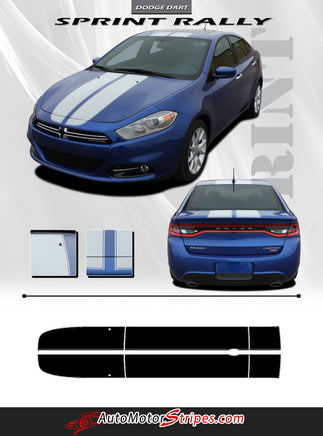 2013-2016 Dodge Dart Sprint Rally Mopar Style Hood Trunk Racing Stripes Vinyl Graphics 3M Striping