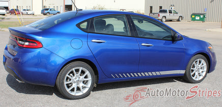 2013-2016 Dodge Dart Dash Mopar Style Side Door Lower Rocker Panel Vinyl Graphics 3M Stripes- Passenger Side Rear View