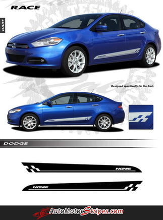 2013-2016 Dodge Dart RACE Mopar Style Lower Door Accent Rocker Panel Vinyl Graphics 3M Stripes
