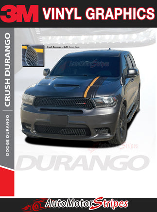 View of 2014-2024 Dodge Durango Hood Stripes Crush SUV Vinyl Graphic 3M Decals Package