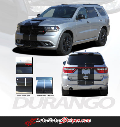 Detailed view of 2014-2024  Dodge Durango Hood Racing Stripes SUV Rally Vinyl Graphic 3M Decals Package