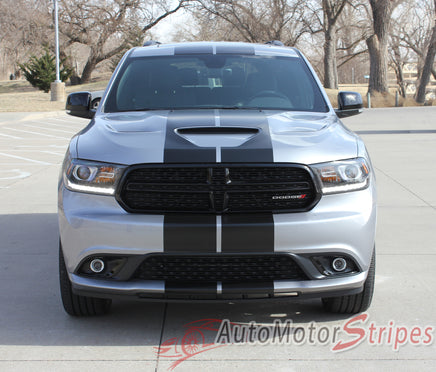 Detailed view of 2014-2024  Dodge Durango Hood Racing Stripes SUV Rally Vinyl Graphic 3M Decals Package