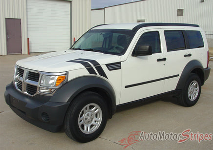 2007-2012 Dodge Nitro Double Bar Hash Marks Mopar Style Hood 3M Vinyl Graphics Stripes Decals