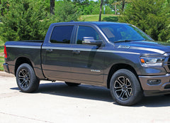 Detailed view of 2019-2025 Dodge Ram Stripes Side Door Body Decals Truck Edge Vinyl Graphic 3M Stripe Package