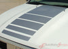 2009-2017 Dodge Ram Power Truck Hood and Rear Side Strobes Truck Bed Vinyl Graphic - Silver Metallic on White Close Up Hood View