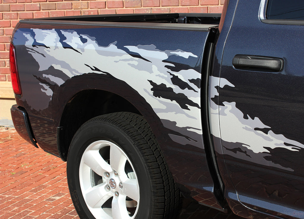 2009-2018 Dodge Ram Rage Multi Color Digital Print or Solid Color Side Bed Tailgate Truck Power Wagon Vinyl Graphic 3M Stripe Package