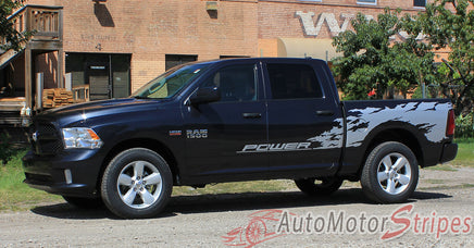 2009-2016 Dodge Ram Rage Multi Color Digital Print or Solid Color Side Bed Tailgate Truck Power Wagon Vinyl Graphic - Solid Color Silver Metallic