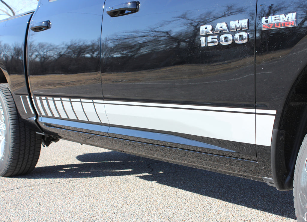 2009-2018 Dodge Ram Rocker Strobes Lower Door Truck Side Vinyl Graphic 3M Stripe Package