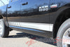 2009-2016 Dodge Ram Rocker Strobes Lower Door Truck Side Vinyl Graphic - Close Up Side View Silver Metallic on Black Paint