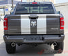 Detailed view of 2019-2025 Dodge Ram Racing Stripes Rally Hood Tailgate Truck Decals Vinyl Graphic 3M Stripe Package