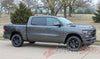 Detailed view of 2019-2025 Dodge Ram Rebel Side Bed Decals 1500 Stripes Truck Vinyl Graphics 3M Stripe Package