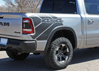 Detailed view of 2019-2025 Dodge Ram Rebel Side Bed Decals 1500 Stripes Truck Vinyl Graphics 3M Stripe Package