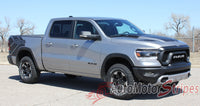 Detailed view of 2019-2025 Dodge Ram Rebel Side Bed Decals 1500 Stripes Truck Vinyl Graphics 3M Stripe Package