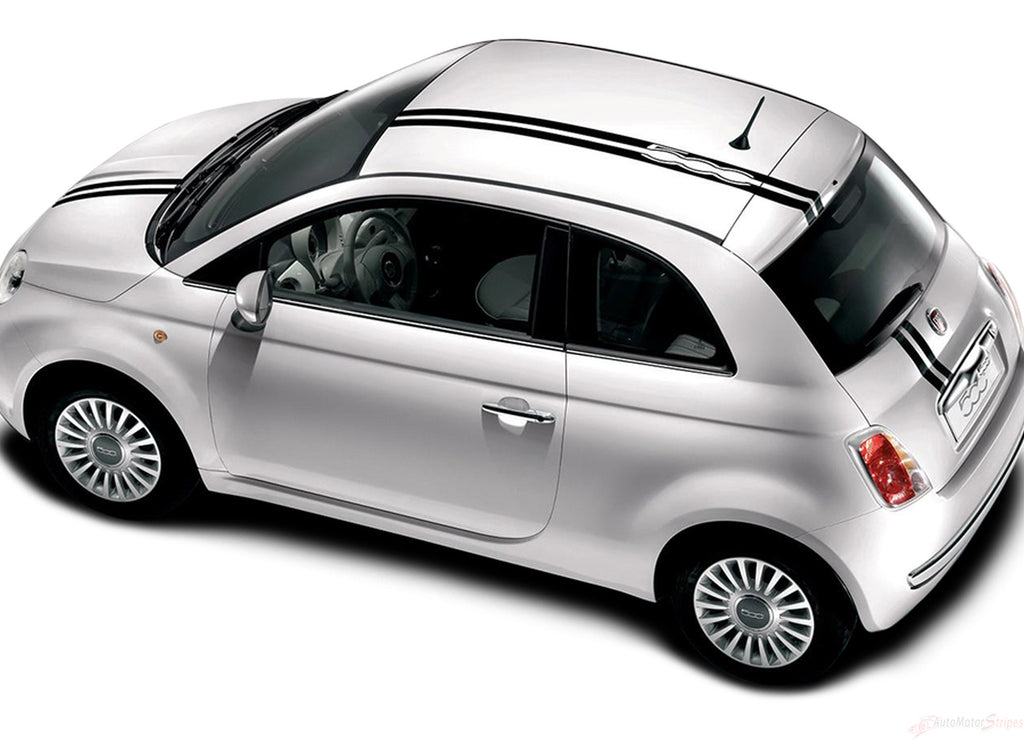 2007-2020 Fiat 500 Euro Rally Hood Roof Trunk Racing Stripes Vinyl Graphic 3M Decals Kit