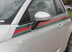 2007-2016 2017 2018 2019 2020 Fiat 500 Italian Gucci Red Green Flag Upper Door Accent Stripes Vinyl Graphic Kit