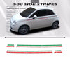 Detailed view of 2007-2020 Fiat 500 Italian Side Accent Red and Green Door Stripes Vinyl Graphic Kit